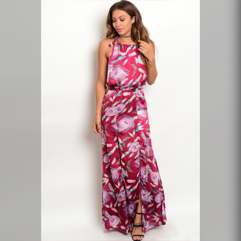 Lola Magenta Floral Maxi Dress - Picture 1 of 4